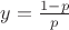 $y=\frac{1-p}{p}$