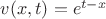 $v(x, t)=e^{t-x}$