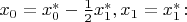 $x_0=x_0^*-\tfrac{1}{2}x_1^*,x_1=x_1^*\colon$