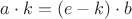 $a\cdot k = (e-k)\cdot b$