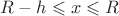 $R-h \leqslant x \leqslant R$