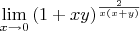 $\lim\limits_{x \to\\0}{(1+xy)^{\frac{2}{x(x+y)}}}$