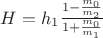 $H=h_1\frac{1-\frac {m_0} {m_2}}{1+\frac {m_0} {m_1}}$