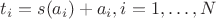 $t_i=s(a_i)+a_i, i=1,\dots , N$