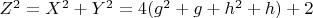 $ Z^2 = X^2 + Y^2 = 4 (g^2 + g + h^2 + h)+2$