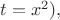 $t=x^2),$