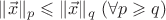 $\|\vec x\|_p\leqslant\|\vec x\|_q\ (\forall p\geqslant q)$