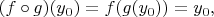 $$ (f \circ g)(y_0) = f(g(y_0)) = y_0, $$