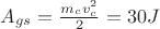 $A_{gs}=\frac{m_cv_c^2}{2}=30 J$ $A_{gs}=\frac{m_cv_c^2}{2}=30 J$