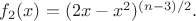 $f_2(x)=(2x-x^2)^{(n-3)/2}.$