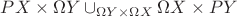 $ P X \times \Omega Y \cup_{\Omega Y\times \Omega X} \Omega X \times PY $ $ P X \times \Omega Y \cup_{\Omega Y\times \Omega X} \Omega X \times PY $