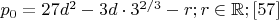 $p_0=27d^2-3d\cdot 3^{2/3}-r;r\in \mathbb{R}; \eqno[57]$