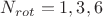$N_{rot} = 1,3,6$