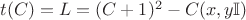 $t(C)=L=(C+1)^2-C(x,y \mathbb{I})$