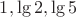 $1, \lg2, \lg5 $ $1, \lg2, \lg5 $