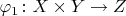 $\varphi_1\colon X\times Y\to Z$