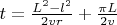 $t=\frac{L^2-l^2}{2vr} +\frac{\pi L}{2v}$