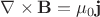 $\nabla\times{\bf B}=\mu_0{\bf j}$ $\nabla\times{\bf B}=\mu_0{\bf j}$