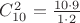 $C_{10}^2=\frac{10\cdot 9}{1\cdot 2}$