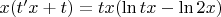 $x(t'x+t)=tx(\ln tx-\ln 2x)$