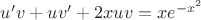$u'v+uv'+2xuv=xe^{-x^2}$