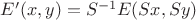 $E'(x, y) = S^{-1} E(Sx, Sy)$ $E'(x, y) = S^{-1} E(Sx, Sy)$