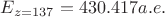 ${E}_{z=137}= 430.417 a.e.$