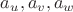 $a_u, a_v, a_w$