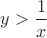 $y>\dfrac{1}{x}$