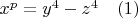 $x^p=y^4-z^4 \quad (1)$