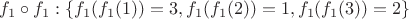 $f_1\circ f_1: \{ f_1(f_1(1))=3, f_1(f_1(2))=1,f_1(f_1(3))=2 \} $