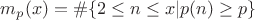 $m_p(x)=\# \{2\le n\le x |p(n)\ge p \}$