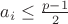 $a_i\le \frac{p-1}{2}$