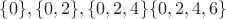 $\{0\},\{0,2\},\{0,2,4\}\{0,2,4,6\}$ $\{0\},\{0,2\},\{0,2,4\}\{0,2,4,6\}$