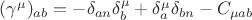 $(\gamma^\mu)_{ab}=-\delta_{an}\delta^\mu_b+\delta^\mu_a\delta_{bn}-C_{\mu ab}$