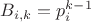 $B_{i,k}=p_i^{k-1} $