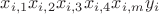 $x_{i,1}x_{i,2}x_{i,3}x_{i,4}x_{i,m}y_{i}$ $x_{i,1}x_{i,2}x_{i,3}x_{i,4}x_{i,m}y_{i}$