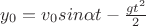 $y_0 = v_0 sin\alpha t - \frac{gt^2}2$