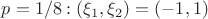 $p=1/8:(\xi_1,\xi_2)=(-1,1)$