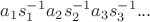 $a_1 s_1^{-1} a_2 s_2^{-1} a_3 s_3^{-1} ...$