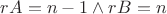 $r A=n-1 \wedge r B =n$