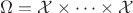 $\Omega=\mathcal{X}\times\dots\times\mathcal{X}$