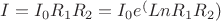 $I = I_0 R_1 R_2 = I_0 e^(Ln R_1 R_2)$