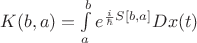 $ K(b,a) = \int\limits_a^b e^{\frac{i}{\hbar} S[b,a]} Dx(t) $