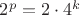 $2^p=2\cdot4^k$