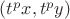 $(t^px,t^py)$