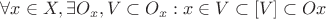 $\forall x\in X, \exists O_x, V\subset O_x: x\in V \subset [V] \subset Ox$