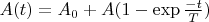 $ A(t) = A_0 + A ( 1 - \exp{\frac{-t}{T}} )$