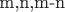 m,n,m-n