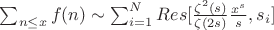 $\sum_{n \leq x} f(n) \sim \sum_{i=1}^N Res [\frac {\zeta^2(s)}{\zeta(2s)}\frac{x^s}{s},s_i]$